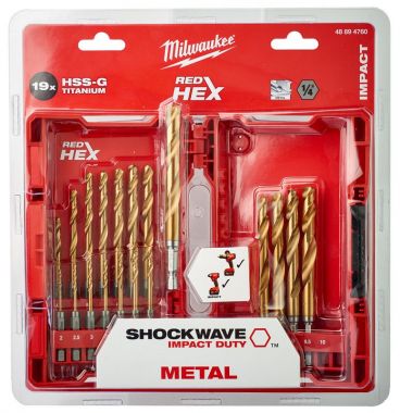 Набор сверл по металлу SHOCKWAVE HSS-G Tin Red Hex MILWAUKEE 48894760 ― MILWAUKEE
