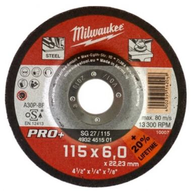 Шлифовальный диск по металлу SG 27/115х6 PRO+ 1шт MILWAUKEE 4932451501 ― MILWAUKEE