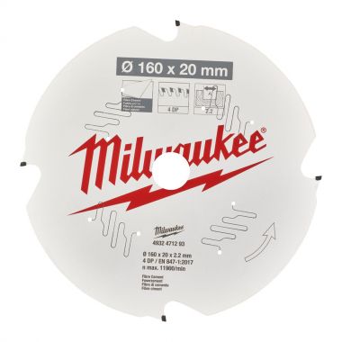 Пильный диск MILWAUKEE для циркулярной пилы по фиброцементу 160x20x2,2x4 4932471293 ― MILWAUKEE