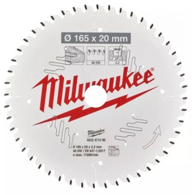 Пильный диск MILWAUKEE для циркулярной пилы по дереву 165x20x2,2x48 4932471295 ― MILWAUKEE