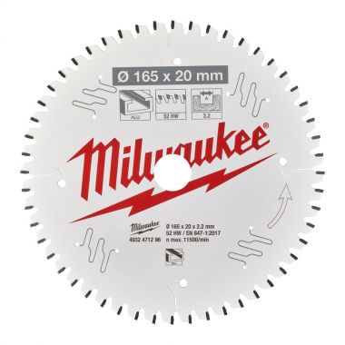 Пильный диск MILWAUKEE для циркулярной пилы по алюминию 165x20x2,2x52 4932471296 ― MILWAUKEE