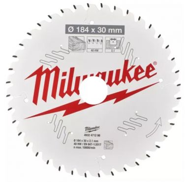 Пильный диск MILWAUKEE для циркулярной пилы по дереву 184x30x2,1x40 4932471298 ― MILWAUKEE