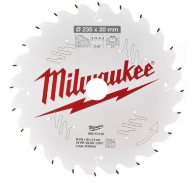 Пильный диск MILWAUKEE для циркулярной пилы по дереву 235x30x2,4x24 4932471305 ― MILWAUKEE
