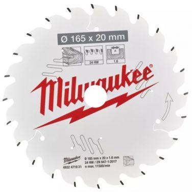 Пильный диск MILWAUKEE для циркулярной пилы по дереву 165x20x1.6x24 4932471931 ― MILWAUKEE