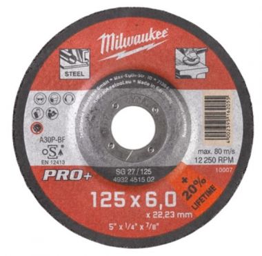 Шлифовальный диск по металлу SG 27/125x6 PRO+ 1шт MILWAUKEE 4932451502 ― MILWAUKEE