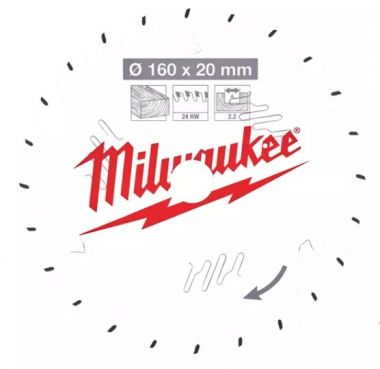 Пильный диск MILWAUKEE для циркулярной пилы по дереву 160x20x2,2x24 4932471290 ― MILWAUKEE