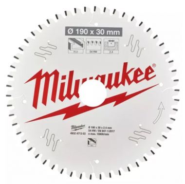 Пильный диск MILWAUKEE для циркулярной пилы по алюминию 190x30x2,4x54 4932471303 ― MILWAUKEE