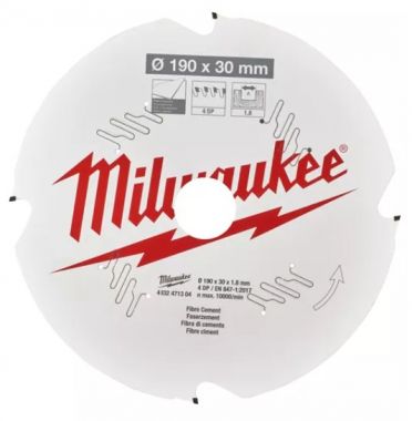 Пильный диск MILWAUKEE для циркулярной пилы по фиброцементу 190x30x1,8x4 4932471304 ― MILWAUKEE