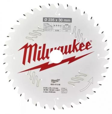 Пильный диск MILWAUKEE для циркулярной пилы по дереву 235x30x2,4x36 4932471306 ― MILWAUKEE