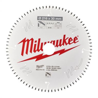 Пильный диск для торцовочной пилы по алюминию 216x30x2,4x80 4932471319 ― MILWAUKEE
