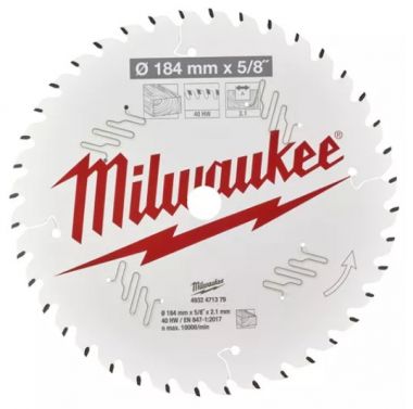 Пильный диск MILWAUKEE для циркулярной пилы по дереву 184x5/8x2,1x40 4932471379 ― MILWAUKEE