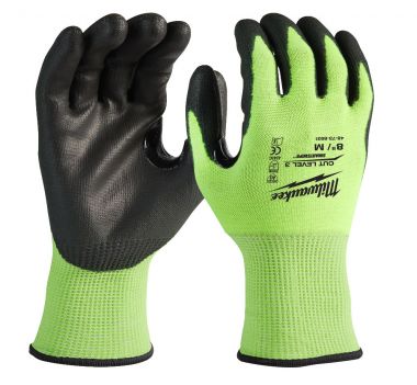 Перчатки сигнальные MILWAUKEE Hi-Vis Cut Level 3 Gloves 8/M 4932478131 ― MILWAUKEE