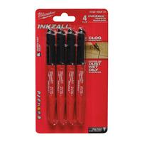 ПРОМО_22 Маркеры тонкие Черные INKZALL™ набор 4ед. для стройплощадки MILWAUKEE 4932480551