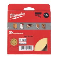 Шлиф. круг высокопроизв. 125/8 отв. H&L зерно 320 (10 шт/уп) MILWAUKEE 4932492184