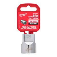 Головка торцевая метрическая стандартная 12-гранная с приводом 1/2'' MILWAUKEE 1/2'' Drive Metric Standard 12-Point Socket - 22mm 4932498832