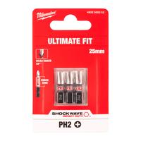 Бита ударная Shockwave Phillips MILWAUKEE S/Bit ShW PH2 25mm - 3 pc 4932500353