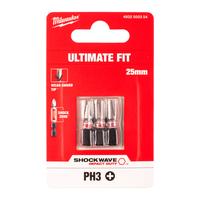 Бита ударная Shockwave Phillips MILWAUKEE S/Bit ShW PH3 25mm - 3 pc 4932500354