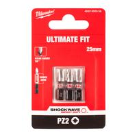 Бита ударная Shockwave Pozidriv MILWAUKEE S/Bit ShW PZ2 25mm - 3 pc 4932500356