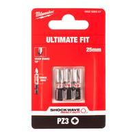 Бита ударная Shockwave Pozidriv MILWAUKEE S/Bit ShW PZ3 25mm - 3 pc 4932500357
