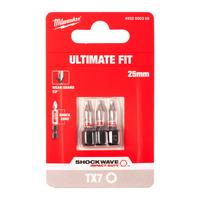 Бита ударная Shockwave Torx MILWAUKEE S/Bit ShW TX7 25mm - 3 pc 4932500358