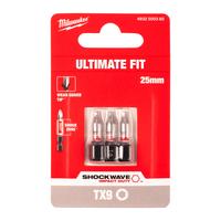 Бита ударная Shockwave Torx MILWAUKEE S/Bit ShW TX9 25mm - 3 pc 4932500360