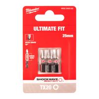 Бита ударная Shockwave Torx MILWAUKEE S/Bit ShW TX20 25mm - 3 pc 4932500363