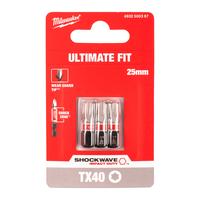 Бита ударная Shockwave Torx MILWAUKEE S/Bit ShW TX40 25mm - 3 pc 4932500367