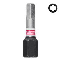 Бита ударная Shockwave Hex MILWAUKEE S/Bit ShW HEX4 25mm - 3 pc 4932500380