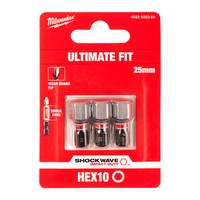 Бита ударная Shockwave Hex MILWAUKEE S/Bit ShW HEX10 25mm - 3 pc 4932500384