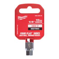 Головка-бита шестигранная укороченная с приводом 1/4'' MILWAUKEE 1/4'' Drive 10mm Hex Stubby Bit Socket 4932500482