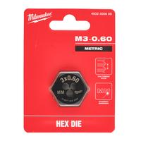 Плашка резьбонарезная метрическая шестигранная MILWAUKEE M3-0.60 mm HEX threading DIE 4932500608