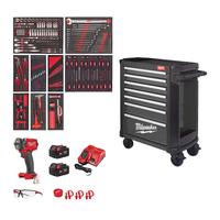Инструментальная тележка стальная 7-ящичная укомплектованная (EU Premium) MILWAUKEE 246 pc Filled TOOLGUARDTM 30IN/78cm GREY 4932500743