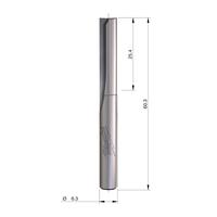 Фреза прямая двузаходная MILWAUKEE Rtr B. S1/4'' Straight 2C 6.35/60mm - 1 pc 4932500858