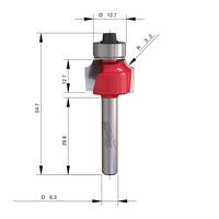 Фреза для скругления кромок (овало) MILWAUKEE Rtr B. S1/4'' Roundover 19.1/54mm - 1 pc 4932501014