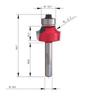 Фреза для скругления кромок (овало) MILWAUKEE Rtr B. S1/4'' Roundover 22.2/54mm - 1 pc 4932501015