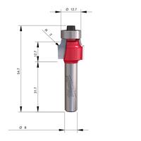 Фреза для скругления кромок (овало) MILWAUKEE Rtr B. S8 Roundover 16.7/54.4mm - 1 pc 4932501023
