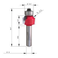 Фреза для скругления кромок (овало) MILWAUKEE Rtr B. S8 Roundover 19.1/54mm - 1 pc 4932501025
