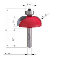 Фреза галтельная (скругляющая) MILWAUKEE Rtr B. S1/4'' Round Cove 38.1/57.7mm - 1 pc 4932501034