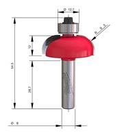Фреза галтельная (скругляющая) MILWAUKEE Rtr B. S8 Round Cove 31.7/54.2mm - 1 pc 4932501035
