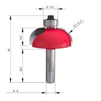 Фреза галтельная (скругляющая) MILWAUKEE Rtr B. S8 Round Cove 38.1/57.7mm - 1 pc 4932501036