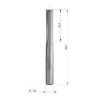 Фреза прямая двузаходная MILWAUKEE Rtr B. S1/4'' Straight 2C 6/60mm - 1 pc 4932501163