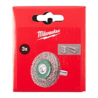 Щётка дисковая стальная витая с хвостовиком 6 мм MILWAUKEE Wheel Brush S6 30x6mm Stainless Steel Crimped 0.2mm - 3 pc 4932501700