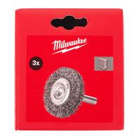 Щётка дисковая стальная витая с хвостовиком 6 мм MILWAUKEE Wheel Brush S6 60x13mm Steel Crimped 0.3mm - 3 pc 4932501705