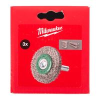 Щётка дисковая стальная витая с хвостовиком 6 мм MILWAUKEE Wheel Brush S6 60x13mm Stainless Steel Crimped 0.3mm - 3 pc 4932501706