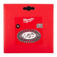 Дисковая проволочная щётка с витой проволокой M14 MILWAUKEE Knot Wheel Brush M14 115x14mm Steel 0.5mm - 1 pc 4932501738