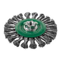 Дисковая проволочная щётка с витой проволокой M14 MILWAUKEE Knot Wheel Brush M14 115x14mm Stainless Steel 0.5mm - 1 pc 4932501739