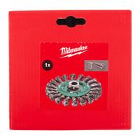 Дисковая проволочная щётка с витой проволокой M14 MILWAUKEE Knot Wheel Brush M14 125x14mm Stainless Steel 0.5mm - 1 pc 4932501741