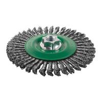 Дисковая проволочная щётка с витой проволокой M14 MILWAUKEE Knot Wheel Brush M14 125x6mm Stainless Steel 0.5mm - 1 pc 4932501743