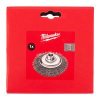 Щётка коническая с гофрированной стальной проволокой M14 MILWAUKEE Bevel Brush M14 100x10mm Steel Crimped 0.35mm - 1 pc 4932501748