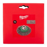 Щётка коническая с гофрированной стальной проволокой M14 MILWAUKEE Bevel Brush M14 100x10mm Stainless Steel Crimped 0.35mm - 1 pc 4932501749
